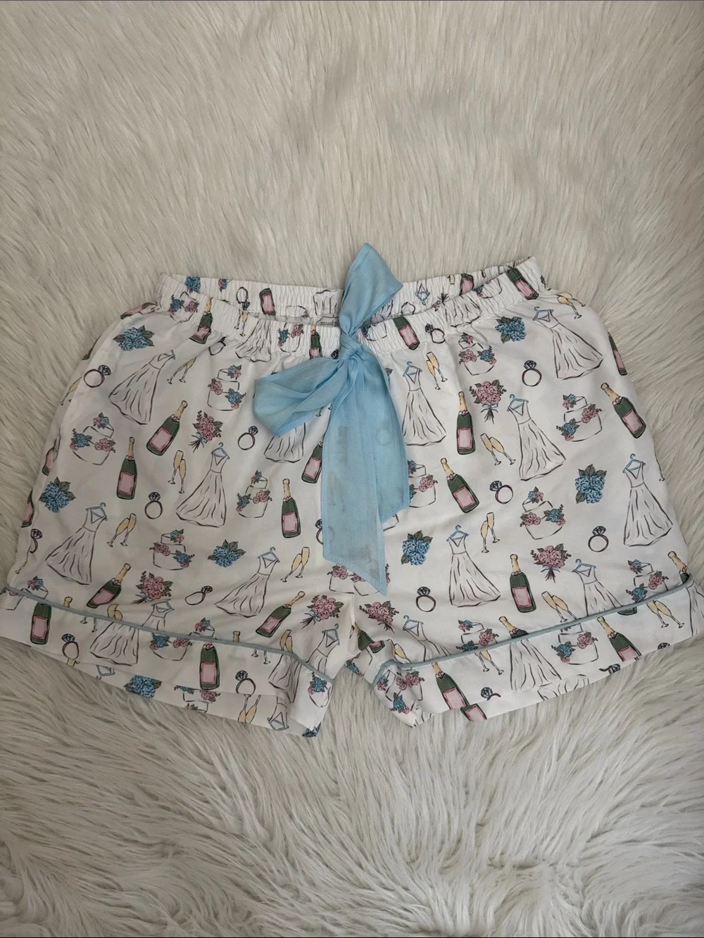 Mud Pie White Bride Floral Pajama Sleepwear Shorts Size M - Picture 3 of 14